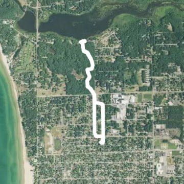James St. To Lincoln Lake walking route map in Ludington
