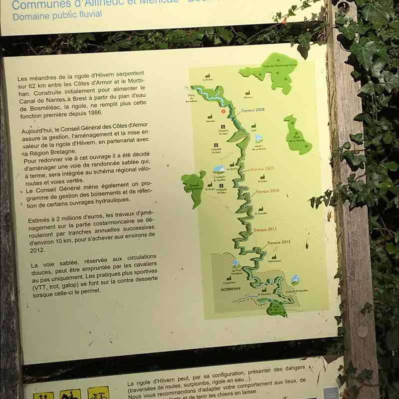 Rig of hilvern Bosméléac Kerbloux walking route map in Allineuc