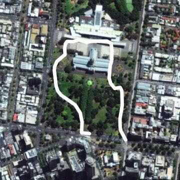 Carlton Gardens walking route map in Carlton
