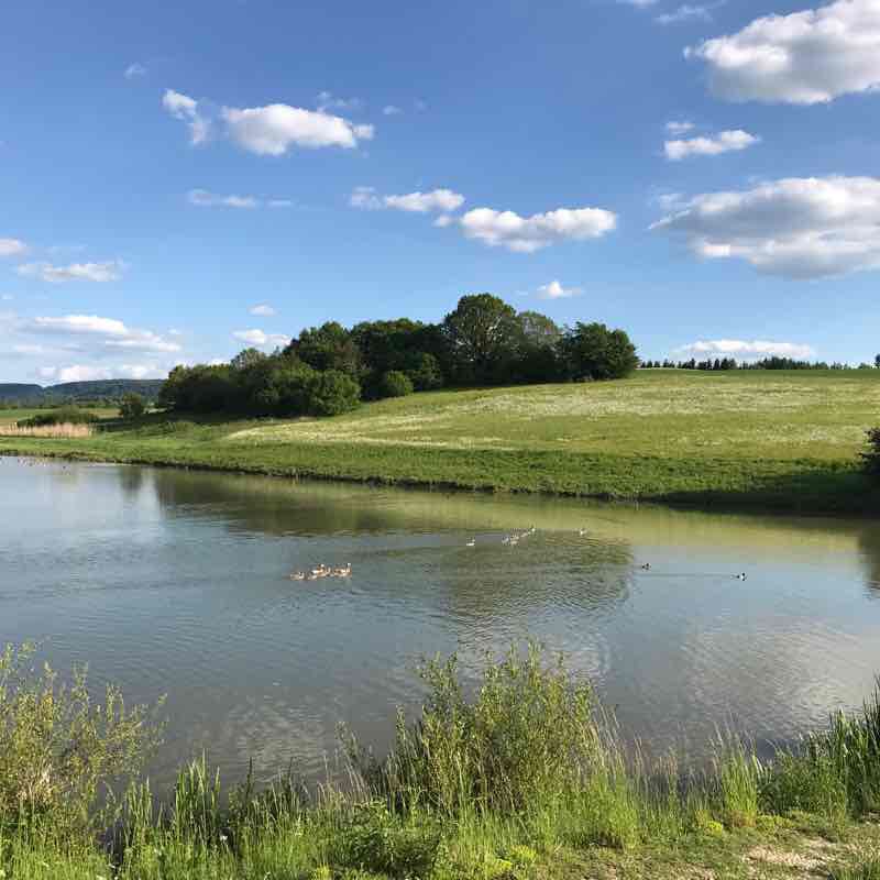Bucher reservoir round walking route map in Rainau