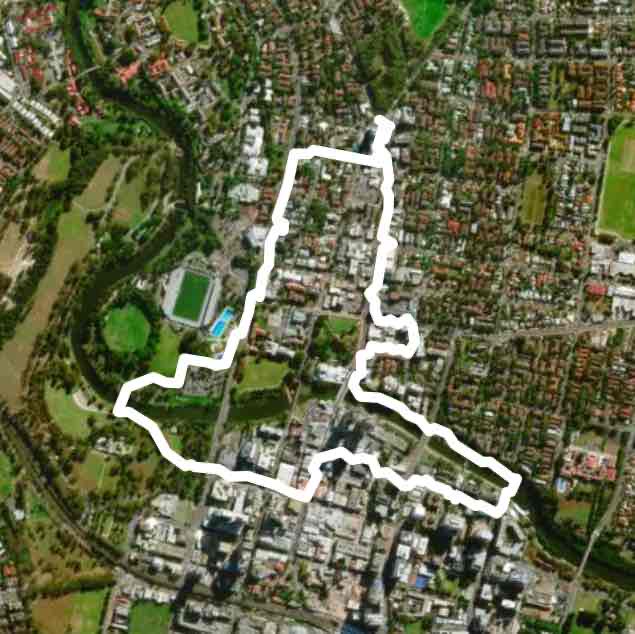 Parrammata riverside walking route map in North Parramatta