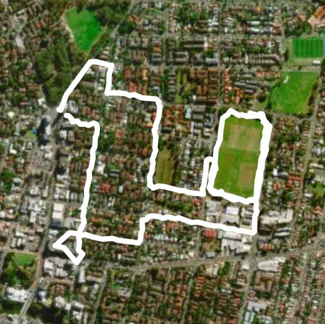 Doyle park & city walk walking route map in North Parramatta