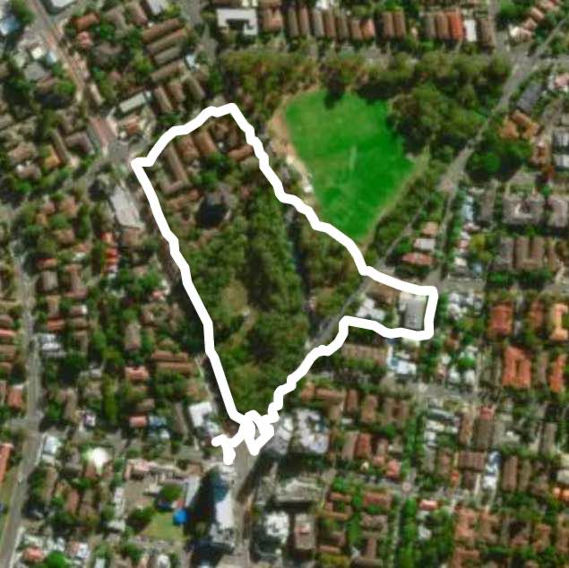 Belmore Park walking route map in North Parramatta