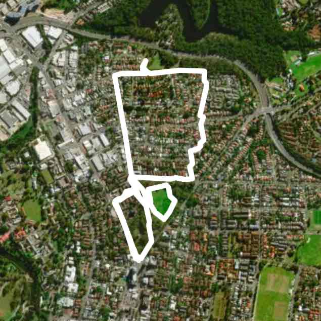 Within the city of Parramatta walking route map in North Parramatta