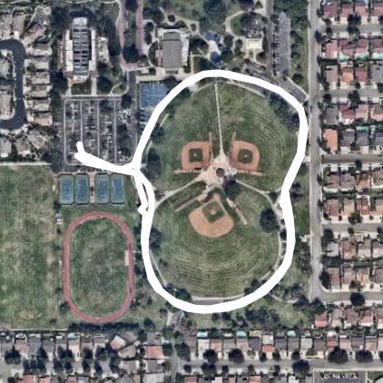 Cerritos Park East walking route map in Buena Park