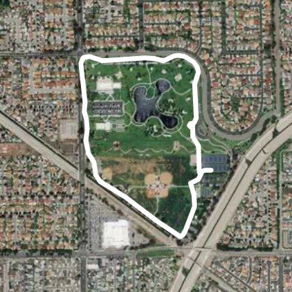Cerritos Regional Park walking route map in Buena Park