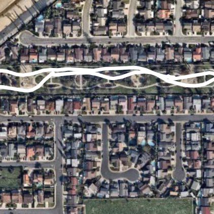 El Rancho Verde Park walking route map in Buena Park