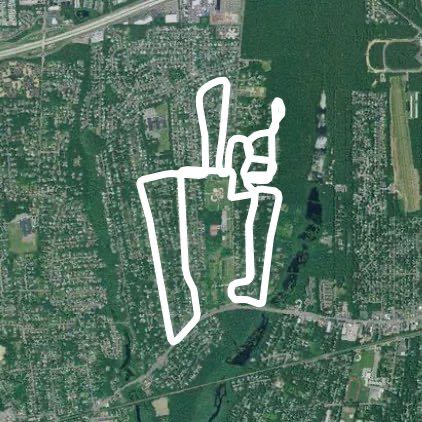 Broadway ave loop walking route map in Blue Point