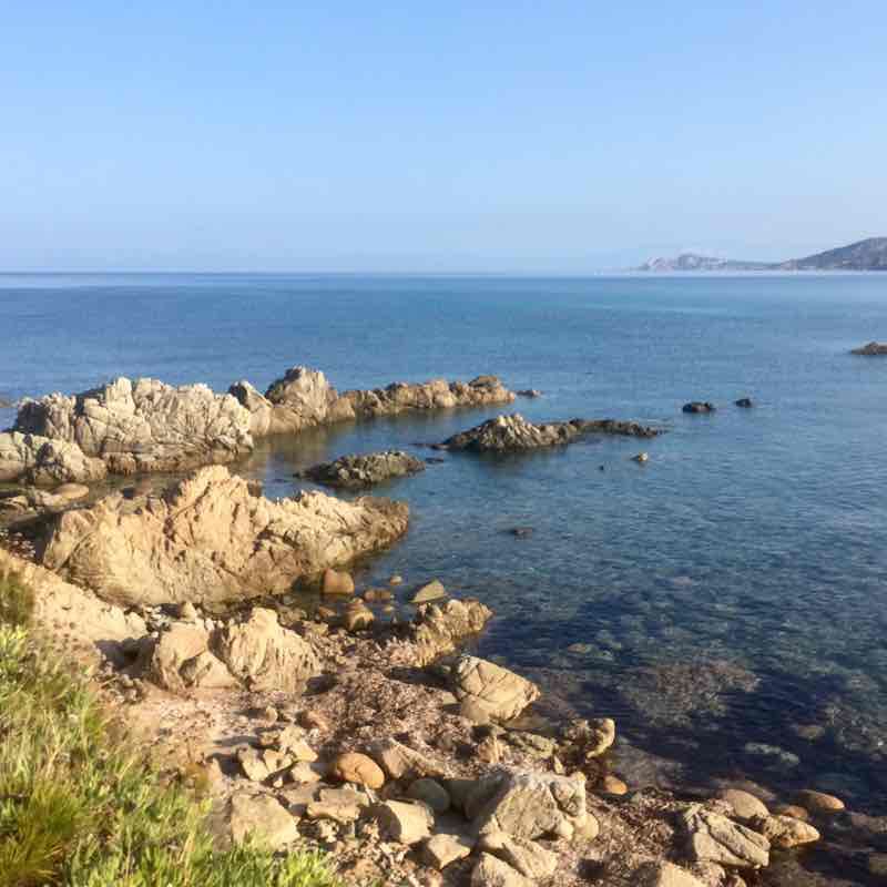 From Rena Majore to Cala Pischina walking route map in Rena Majore