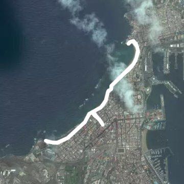Canteras beach walking route map in Las Palmas de Gran Canaria