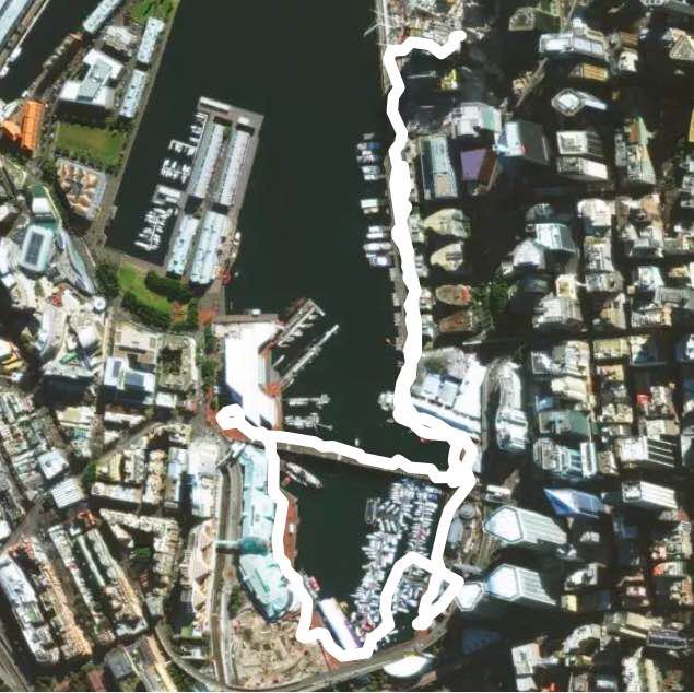Darling Harbour walking route map in Barangaroo