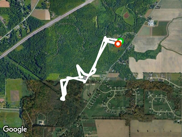 Lost walking route map in Elyria, Ohio, USA