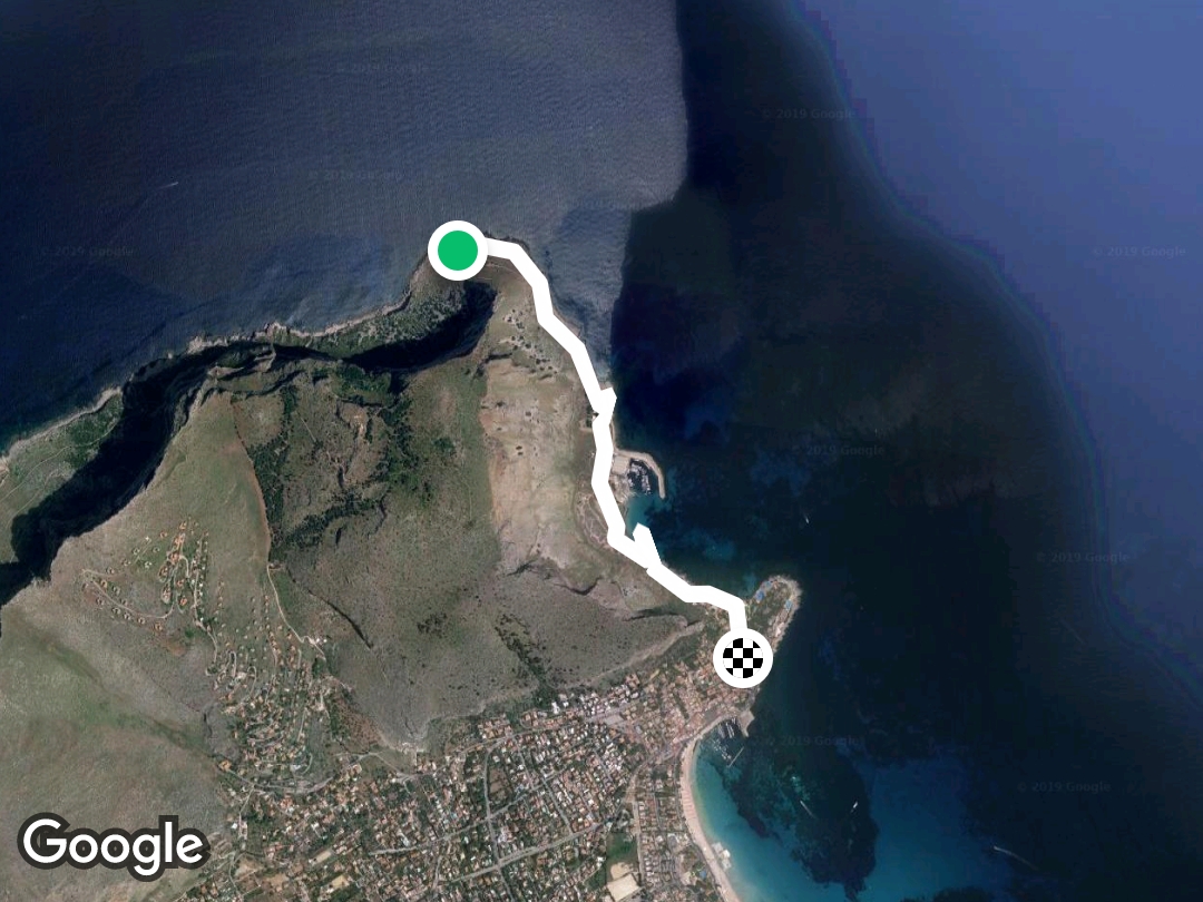 Reserva Natural Orientada al Capo Gallo walking route map in Palermo, Italia