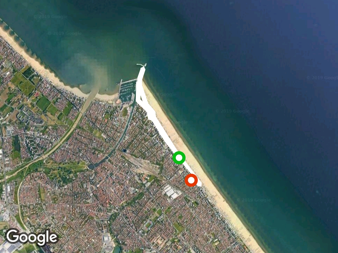 Rimini lungomare walking route map in Rimini, provincia di Rimini, Italia