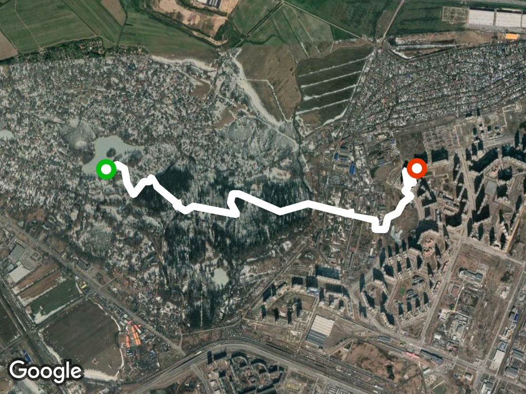 El lago walking route map in San Petersburgo, Óblast de Leningrado, Rusia