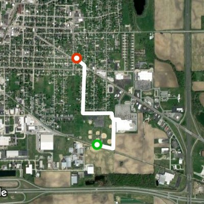 Veterans Memorial Park walking route map in Wapakoneta