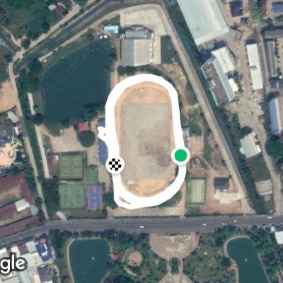 Mukdahan Central Stadium walking route map in Mukdahan