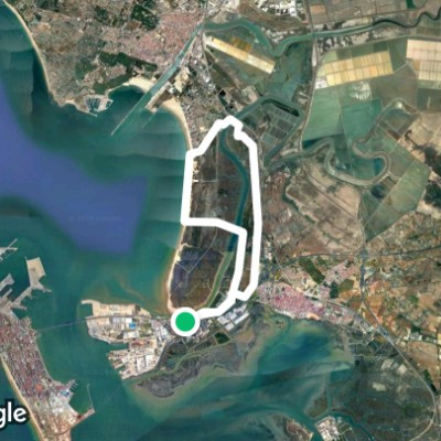 Natural Park of the Bay of Cádiz walking route map in El Trocadero