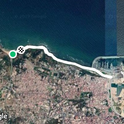 Markala beach walking route map in Tangier