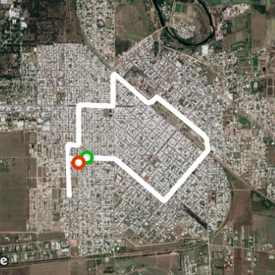 Riel ride home walking route map in Río Tercero