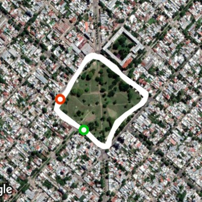 Juan José Castelli Square walking route map in Villa Elvira