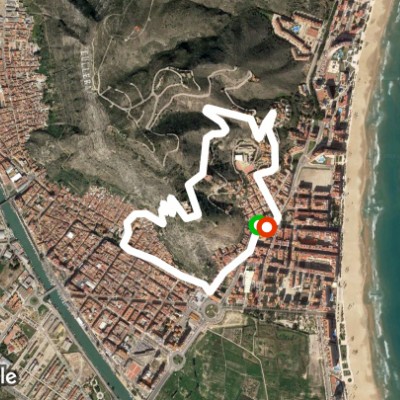 Castle of Cullera walking route map in Cullera