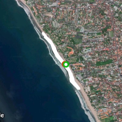 Seminyak beach, Bali walking route map in Kuta