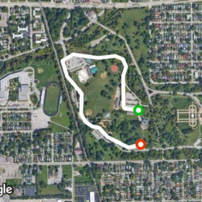 Garfield Park walking route map in Beech Grove