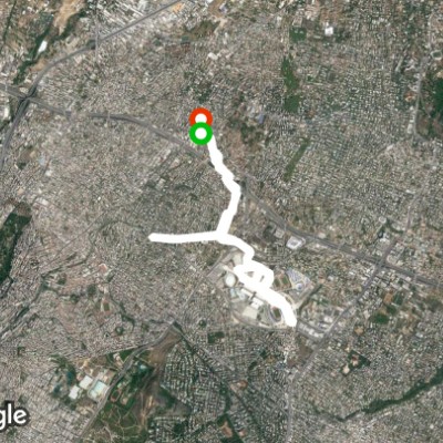 Athens Olympic Sports Center walking route map in Iraklio