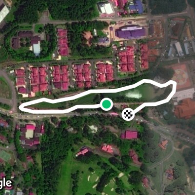Kluang Lake Park walking route map in Kluang