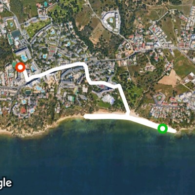 Maria Luisa Beach walking route map in Albufeira