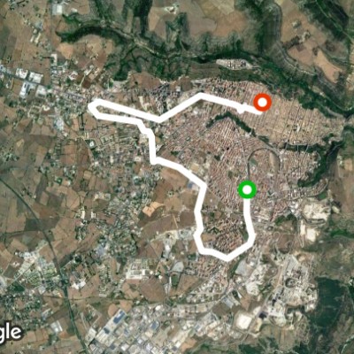 Urban Park walking route map in Ragusa