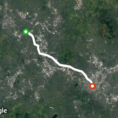 Bilston town hall to Birmingham walking route map in Wednesbury