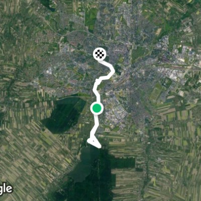 Sunny Roller skates walking route map in Lublin