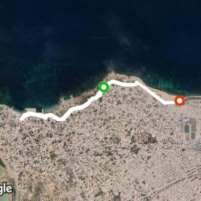 Swani beach walking route map in Monastir