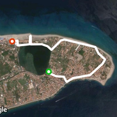 Provincial Road 47 of Torre Faro and Lago Piccolo walking route map in Torre Faro