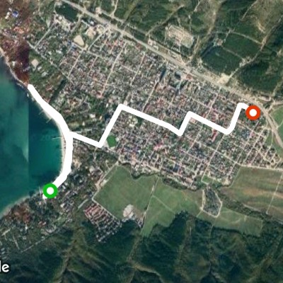 Kabardinka embankment- Gornaya street walking route map in Kabardinka