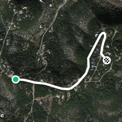 Climbing2sunset2home walking route map in Wimberley