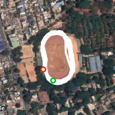 Nehru Stadium, Shivamogga walking route map in Shivamogga