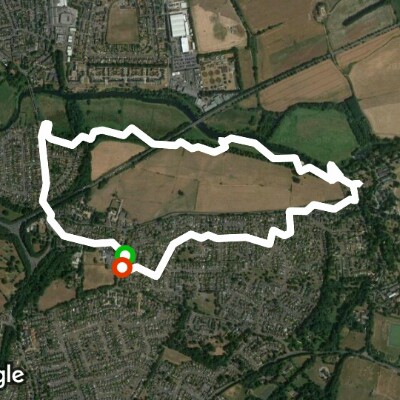 Along the river Canford Magna walking route map in Canford Magna