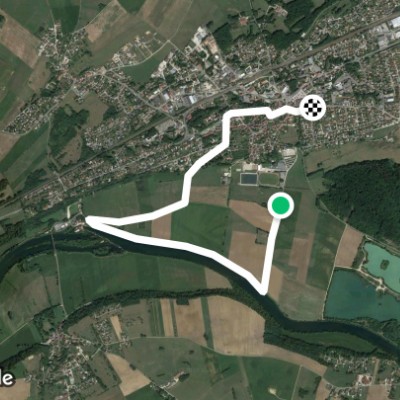 Bike-route / St Vit dam / back downtown walking route map in Saint-Vit