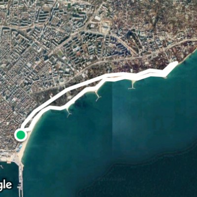 Sea Garden walking route map in Varna