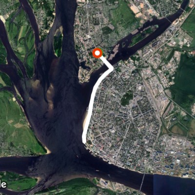 North Dvina Embankment walking route map in Arkhangel'sk