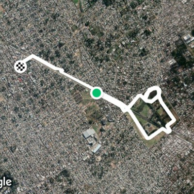 El Batallón Park walking route map in El Talar