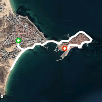 Nesebar Old Town walking route map in Nessebur