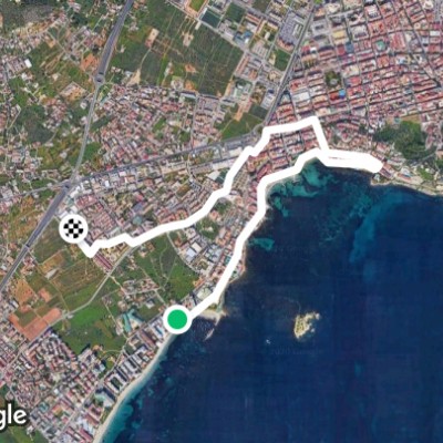 Ses Figueretes beach walking route map in Ibiza