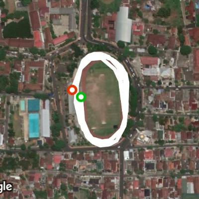 Pahoman Stadium walking route map in Bandar Lampung