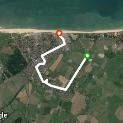 Cabourg road walking route map in Varaville