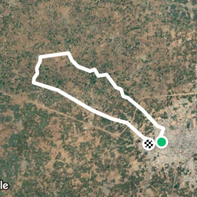 AEROMA TO AEGOLA KUSKAL TO PALANPUR walking route map in Palanpur