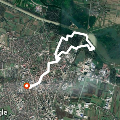 Drava walking route map in Varaždin